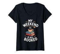 Women's My Weekend is All Booked Reading V-Neck T-Shirt
