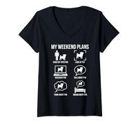 Women's My Weekend Plans Pug Lover Humor V-Neck T-Shirt