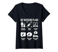 Women's My Weekend Plans Violin Player Funny Fiddler Musician Design V-Neck T-Shirt