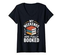 Women's My Weekends are Fully Booked Funny Reading V-Neck T-Shirt