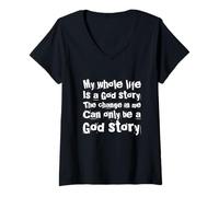 Womens My Whole Life Has Been A God Story Christian Faith V-Neck T-Shirt