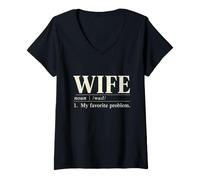 Women's My Wife is My Favorite Problem Definition V-Neck T-Shirt
