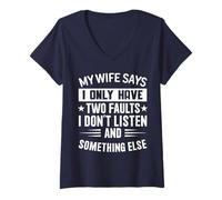Womens My Wife Says I Have Only Two Mistakes Funny Husband, My wife V-Neck T-Shirt