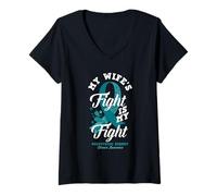 Womens My Wife's Fight is My Fight Polycystic Kidney Disease V-Neck T-Shirt