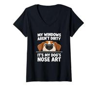 Women's My Windows aren't Dirty It's My Dog's Nose Art V-Neck T-Shirt