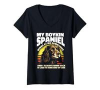 Womens My Winking Boykin Spaniel Has A Secret Code For A Dog Parent V-Neck T-Shirt