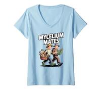 Women's Mycelium Mates Hunting Identification Wild Mushroom Foraging V-Neck T-Shirt