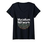 Women's Mycelium Network Fungi Roots Nature Connection V-Neck T-Shirt