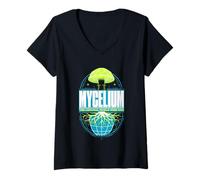 Women's Mycelium The World Wide Web Mushroom Nerd V-Neck T-Shirt