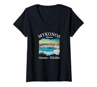 Womens Mykonos Greece/Mykonos V-Neck T-Shirt