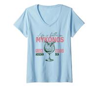 Womens Mykonos Life Is Better On Cyclades Aegean Sea Greece V-Neck T-Shirt
