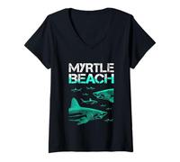 Women's Myrtle Beach Shark V-Neck T-Shirt