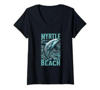 Women's Myrtle Beach South Carolina Dolphin Scuba Diving Vacation V-Neck T-Shirt