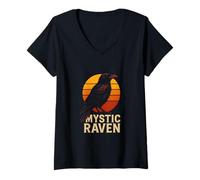 Womens Mystic Raven Dark Academia Women's Night V-Neck T-Shirt