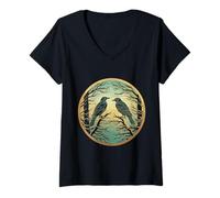 Womens Mystic Raven Norse - Goth Crow Viking V-Neck T-Shirt