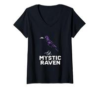Womens Mystic Raven Vintage Women's Dark Academia V-Neck T-Shirt