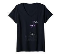 Womens Mystic Raven Vintage Women's Dark Academia V-Neck T-Shirt