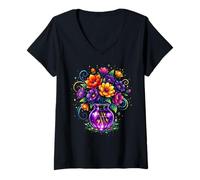 Women's Mystical Flowers Beltane Blessings May Day Pagan Witchy V-Neck T-Shirt
