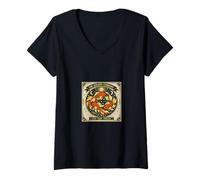 Women's Mystical Orange Fish Luck Flow Fortune Celestial Art V-Neck T-Shirt