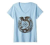 Womens Mythic Norse Pagan Viking Tee Dragon Serpent Nordic Snake V-Neck T-Shirt