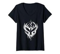 Women's Mythical Fire Wings Rebirth Phoenix Bird Costume V-Neck T-Shirt