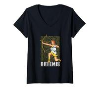 Womens Mythological Goddess with Bow - Artemis V-Neck T-Shirt