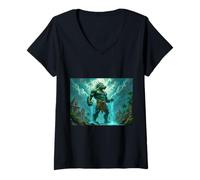 Womens mythology Tlaloc, Aztec god of rain, storms, and fertility V-Neck T-Shirt
