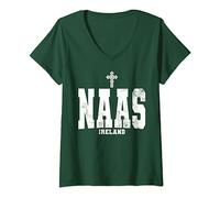 Womens Naas Ireland Irish Flag Celtic Cross Éire Gaelic V-Neck T-Shirt
