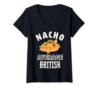 Women's Nacho Average British Proud Britain Culture Cinco de Mayo V-Neck T-Shirt
