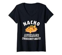 Womens Nacho Average Cybersecurity Analyst Funny Cinco de Mayo Pun V-Neck T-Shirt