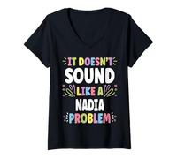 Womens NADIA Personalized Women's Gift Custom NADIA V-Neck T-Shirt