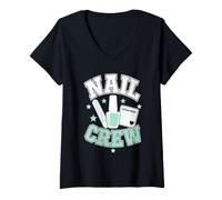 Women's Nail Crew Manicurist Nail Technician Salon V-Neck T-Shirt