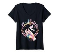 Women's Nail Techs Nailfairy V-Neck T-Shirt