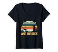 Womens Nail The Look And The Buck Hunting Girl Huntress Vintage V-Neck T-Shirt