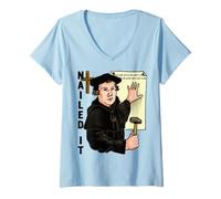 Womens Nailed It Reformation Day Martin Luther Lutheranism Lutheran V-Neck T-Shirt
