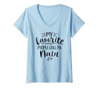 Womens Nain Welsh Grandma My Favorite People Call Me Nain V-Neck T-Shirt