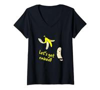Womens Naked Banana Censed - Naked Banana Fun Lets Get Naked V-Neck T-Shirt