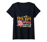 Womens Naked Mole Rat Lover Sand Puppy Girl Women Mom Daughter V-Neck T-Shirt