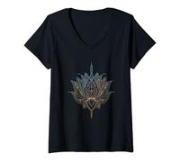 Womens Namaste Mandala Lotus-New Age Buddhist V-Neck T-Shirt