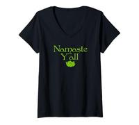 Womens Namaste Y’All Lotus Flower V-Neck T-Shirt