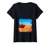Women's Namib Desert Sand Dunes Landscape Namibia Scene V-Neck T-Shirt