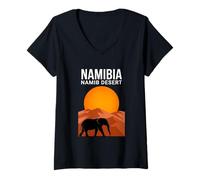 Women's Namib Namibia Elephant Sunset V-Neck T-Shirt