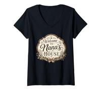 Women's Nana House Rustic Sign Mother's Day V-Neck T-Shirt