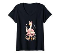 Women's Nana Mother's Day Goose Bow Tie Drinking Coffee Farmer V-Neck T-Shirt