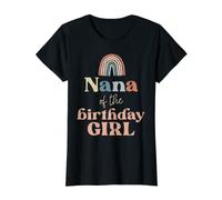 Womens Nana of the Birthday Girl Boho Rainbow Party Retro Supplies T-Shirt