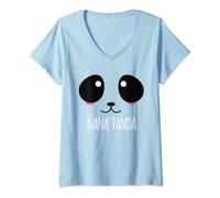Womens Nana Panda Face Kawaii Halloween Costume Women Funny Nana V-Neck T-Shirt