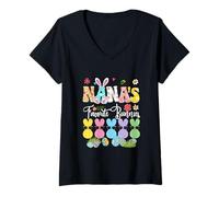 Women's Nana's Favorite Bunnies Easter Group Bunnies Sunglasses V-Neck T-Shirt