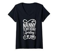 Womens Nanny is my name spoiling is my game V-Neck T-Shirt