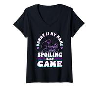 Womens Nanny is My Name Spoiling is My Game V-Neck T-Shirt