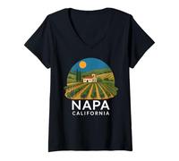 Womens Napa California Wine Country Tasting Valley Love Retro Grape V-Neck T-Shirt